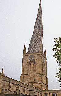 Chesterfield church crooked spire in Derbyshire