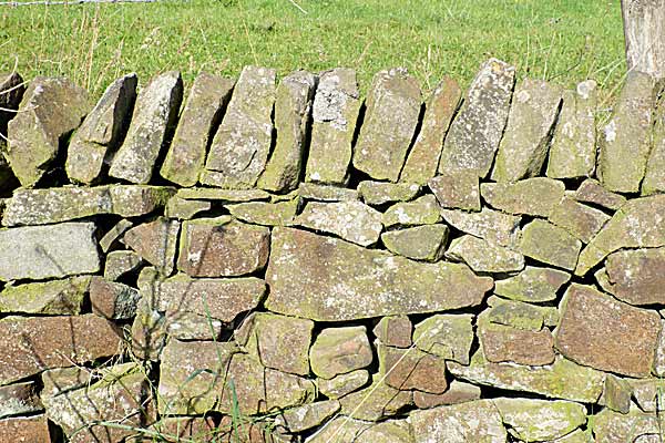 Dry stone wall at the National Stone Centre in Derbyshire