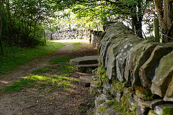 Dry stone wall at the National Stone Centre in Derbyshire 
