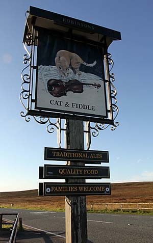 Photograph from  around Cat and Fiddle pub and three shires head